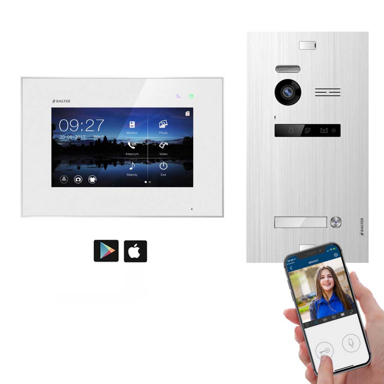 Balter EVO SILVER Video-Türsprechanlage 7 Wifi Monitor 2-Draht BUS für 1 Familienhaus App Steuerung Balter EVO SILVER Video-Türsprechanlage 7 Wifi Monitor 2-Draht BUS für 1 Familienhaus App Steuerung von Balter