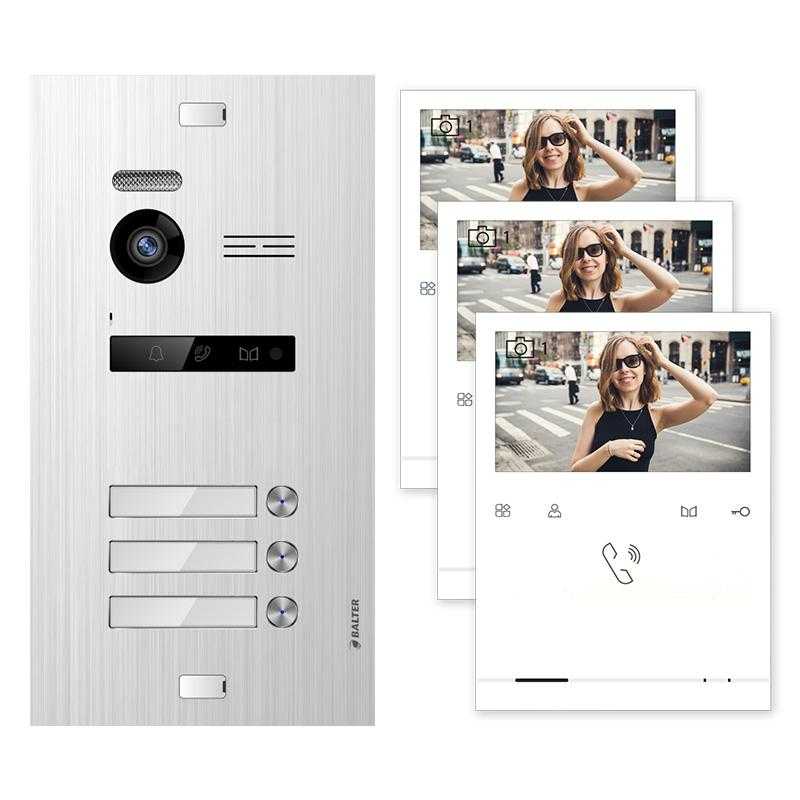 Balter EVO Silber Video Türsprechanlage Quick Monitor 2-Draht BUS Komplettsystem für 3 Teilnehmer von Balter