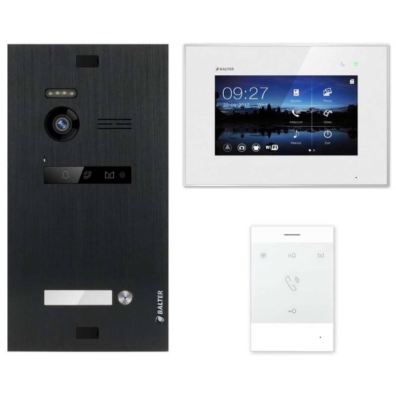 Balter EVO Video Türsprechanlagen Schwarz/Weiss Set 1 Familienhaus Schwarz 1x 7 Monitor WiFi + 1x Talk von Balter