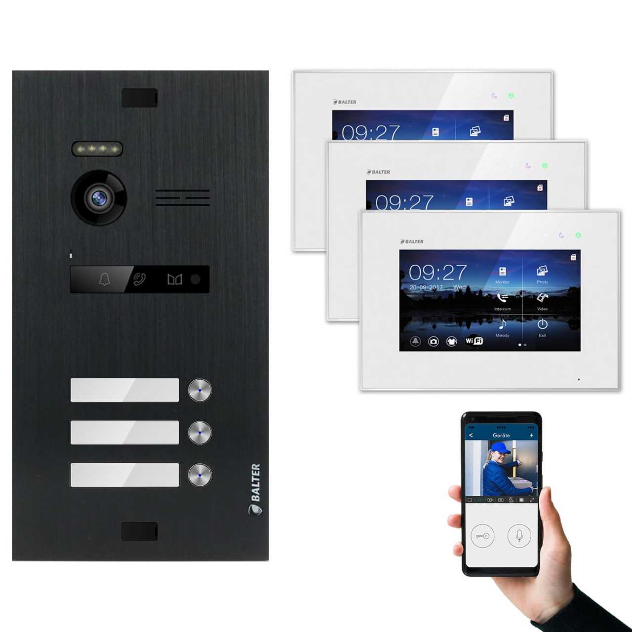 Balter EVO Video Türsprechanlagen Schwarz/Weiss Set 3 Familienhaus Schwarz 3x 7 Monitor WiFi Balter EVO Video Türsprechanlagen Schwarz/Weiss Set 3 Familienhaus Schwarz 3x 7 Monitor WiFi von Balter