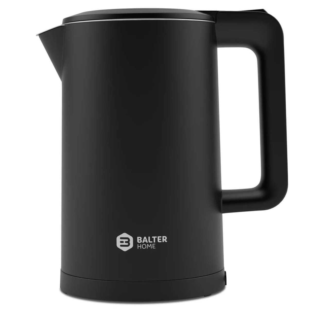 Balter WK-4 Wasserkocher Edelstahl Schwarz (1.7 Liter Doppelwand Design BPA-frei LED-Streifen) von Balter