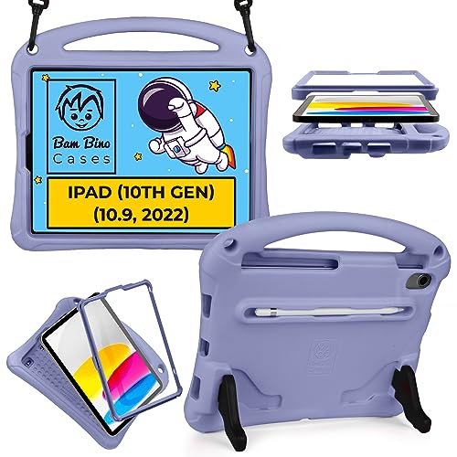 Bam Bino Space Suit iPad 10. Generation Hülle für Kinder | 10. Generation iPad-Hülle (10. Generation) mit Displayschutzfolie, Stifthalter, Griff, Schultergurt [Nicht für iPad Air 5/4] von Bam Bino Cases