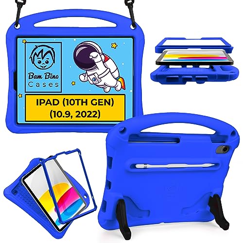 Bam Bino Space Suit iPad 10. Generation Hülle für Kinder | 10. Generation iPad-Hülle (10. Generation) mit Displayschutzfolie, Stifthalter, Griff, Schultergurt [Nicht für iPad Air 5/4] von Bam Bino Cases