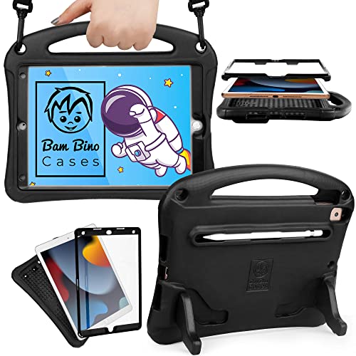Bam Bino Space Suit Schutzhülle für iPad 9. Generation für Kinder, iPad 8. / 7. (2021/2020/2019), 10,2 Zoll (25,9 cm), leicht, stoßfest, mit Displayschutzfolie, Schultergurt, Griff, Ständer, von Bam Bino Cases