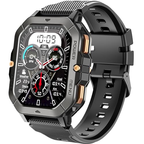 Bambooinn C28 Herren Smartwatch, 5ATM Wasserdicht 2,02" HD Militär Uhr Herren mit Blutdruck, Smart Watch Herren mit Herzfrequenz SpO2 Schlafmonitor Schrittzähler, 100+ Sportmodi Sportuhr Bambooinn C28 Herren Smartwatch, 5ATM Wasserdicht 2,02" HD Militär Uhr Herren mit Blutdruck, Smart Watch Herren mit Herzfrequenz SpO2 Schlafmonitor Schrittzähler, 100+ Sportmodi Sportuhr von Bambooinn