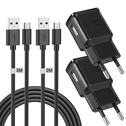 2er-Pack USB Ladegerät mit Ladekabel USB C Schnellladekabel für Samsung Galaxy A05s A14 A15 A16 A20e A34 A51 A52s A53 A54 S8 S9 S10 S20 S21 FE Plus Z Flip3, Handy Ladegerät Samsung Schnellladegerät von Bamkey
