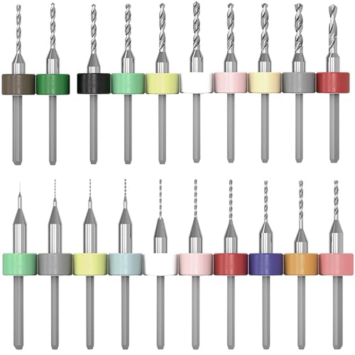 Bamyli 20 Stück PCB Micro Spiralbohrer Metallbohrer Satz 0.1mm bis 2.0mm Legierung Wolfram Stahl Kleiner Bohrer für Leiterplatten Glas Faser Harz Bernstein von Bamyli