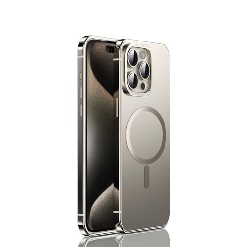 BanBE Für iPhone 15 Pro Max Hülle, rohes Titan, magnetisch, kabelloses Laden, Metallglasur, Originalfarbe, Schutzhülle, Titansilbergrau mit Magnet, für iPhone 15 Pro von BanBE
