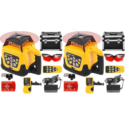 BananaB Rot laser kreuzlinienlaser 100m linienlaser selbstnivellierend 360 Rotary Laser Level baulaser automatische rotierende Laserwaage Yellow Shell (Packung mit 2) von BananaB