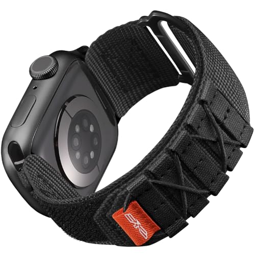 Bandletic Armbänder Kompatibel mit Apple Watch Armband 45mm 44mm 42mm, Robustes Sport-Ersatzband, Weiches Nylo Uhrenarmband für iWatch Armband Serie 9 8 7 6 5 4 3 2 1 SE, L-Schwarz von Bandletic