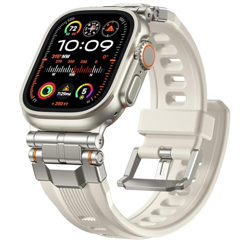 Bandletic Kompatibel mit Apple Watch 10 46mm Armband, Robuste Sport Atmungsaktives Band mit Metallanschluss für Apple Watch Ultra 2/Ultra 49mm/iWatch Series 10 46mm,9/8/7 45mm,SE/6/5/4 44mm,3/2/1 42mm Bandletic Kompatibel mit Apple Watch 10 46mm Armband, Robuste Sport Atmungsaktives Band mit Metallanschluss für Apple Watch Ultra 2/Ultra 49mm/iWatch Series 10 46mm,9/8/7 45mm,SE/6/5/4 44mm,3/2/1 42mm von Bandletic