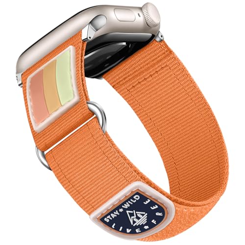 Bandletic Kompatibel mit Apple Watch Armband - 40mm 41mm 42mm 38mm, Nylon Sportarmband Kompatibel mit Apple Watch 9 Armband für iWatch SE Series 10 8 7 6 5 4 3 2 1 Herren Damen, Orange von Bandletic
