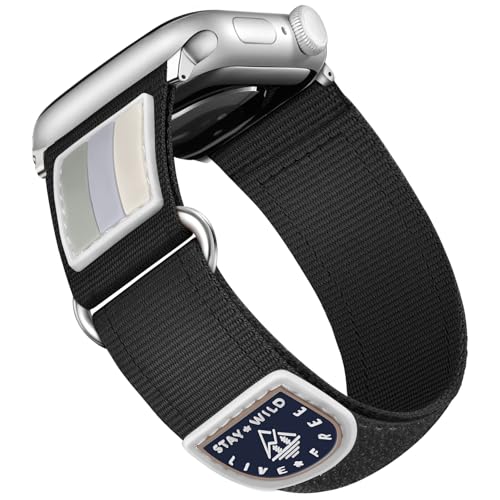 Bandletic Kompatibel mit Apple Watch Armband - 40mm 41mm 42mm 38mm, Nylon Sportarmband Kompatibel mit Apple Watch SE Armband für iWatch Series 10 9 8 7 6 5 4 3 2 1 Herren Damen, Schwarz von Bandletic
