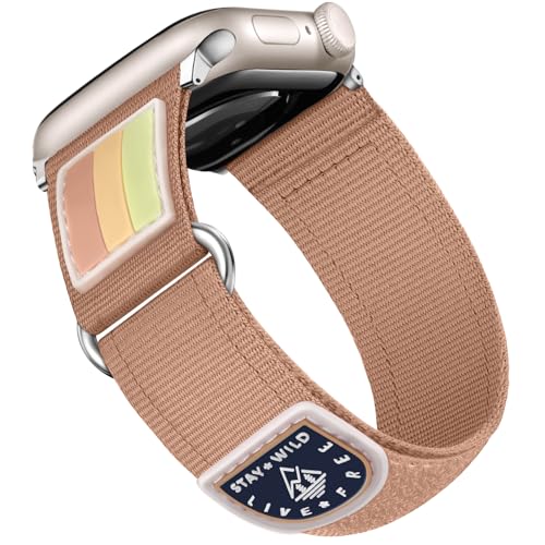 Bandletic Kompatibel mit Apple Watch Armband - 40mm 41mm 42mm 38mm Damen, Nylon Sportarmband Kompatibel mit Apple Watch 9 Armband für iWatch SE Series 10 8 7 6 5 4 3 2 1 Herren, Milchtee von Bandletic