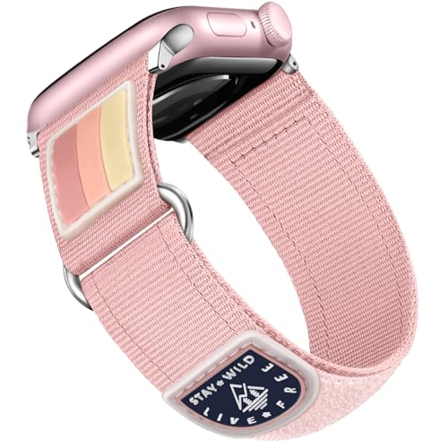 Bandletic Kompatibel mit Apple Watch Armband - 40mm 41mm 42mm 38mm Damen, Nylon Klettverschluss Sportarmband Kompatibel mit Apple Watch SE Armband für iWatch Series 10 9 8 7 6 5 4 3 2 1, Rosa von Bandletic