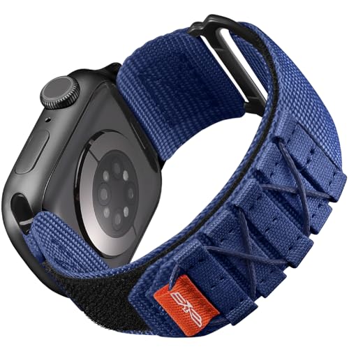 Bandletic Kompatibel mit Apple Watch Armband 41mm 40mm 38mm, Sportarmband Nylon Geflochtenes Loop Band für iWatch SE/Series 9 8 7 6 5 4 3 2 1, M-Blau von Bandletic