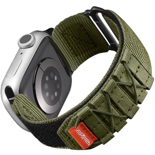 Bandletic Kompatibel mit Apple Watch Armband 41mm 40mm 38mm, Sportarmband Nylon Geflochtenes Loop Band für iWatch SE/Series 9 8 7 6 5 4 3 2 1, M-Grün von Bandletic