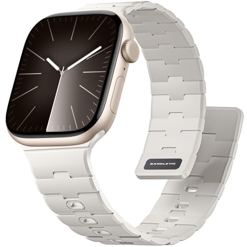 Bandletic Kompatibel mit Apple Watch Armband 42mm (Serie 10) 40mm 41mm 38mm, Weiches Atmungsaktives Robustes Silikon Sport Magnetisches Band für iWatch Serie 10 SE 9 8 7 6 5 4 3 2 1 für Damen Herren von Bandletic