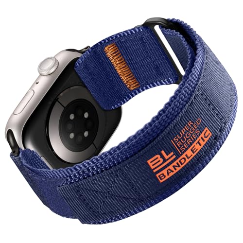 Bandletic Kompatibel mit Apple Watch Armband 44mm 45mm 46mm 49mm 42mm, Klettverschluss Nylon Robuste Sport Loop Armbänder für iWatch 10 9 8 7 SE2 SE 6 5 4 3 2 1 für Herren Damen, Blau Bandletic Kompatibel mit Apple Watch Armband 44mm 45mm 46mm 49mm 42mm, Klettverschluss Nylon Robuste Sport Loop Armbänder für iWatch 10 9 8 7 SE2 SE 6 5 4 3 2 1 für Herren Damen, Blau von Bandletic