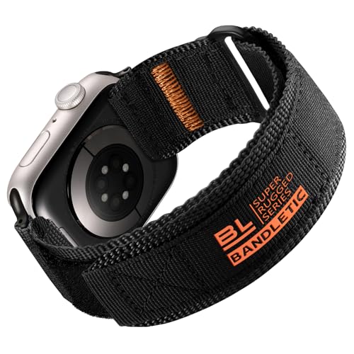 Bandletic Kompatibel mit Apple Watch Armband 44mm 45mm 46mm 49mm 42mm, Klettverschluss Nylon Robuste Sport Loop Armbänder für iWatch 10 9 8 7 SE2 SE 6 5 4 3 2 1 für Herren Damen, Schwarz Bandletic Kompatibel mit Apple Watch Armband 44mm 45mm 46mm 49mm 42mm, Klettverschluss Nylon Robuste Sport Loop Armbänder für iWatch 10 9 8 7 SE2 SE 6 5 4 3 2 1 für Herren Damen, Schwarz von Bandletic