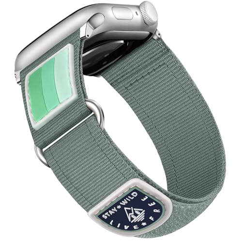 Bandletic Kompatibel mit Apple Watch Armband - 45mm 44mm 46mm 42mm 49mm, Nylon Sportarmband Kompatibel mit Apple Watch SE Armband für iWatch Series 10 9 8 7 6 5 4 3 2 1 Ultra 2 Damen,Grün von Bandletic