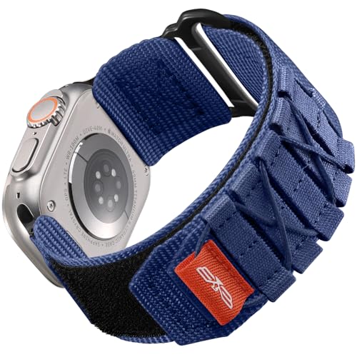 Bandletic Kompatibel mit Apple Watch Armband Ultra/Ultra 2 49mm 45mm 44mm 42mm, Sportarmband Nylon Geflochtenes Loop Band für iWatch Ultra/Ultra 2/SE/Series 9 8 7 6 5 4 3 2 1, L-Blau von Bandletic