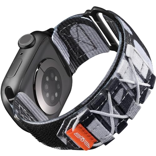 Bandletic Kompatibel mit Apple Watch Armband Ultra/Ultra 2 49mm 45mm 44mm 42mm, Sportarmband Nylon Geflochtenes Loop Band für iWatch Ultra/Ultra 2/SE/Series 9 8 7 6 5 4 3 2 1, L-Camo von Bandletic