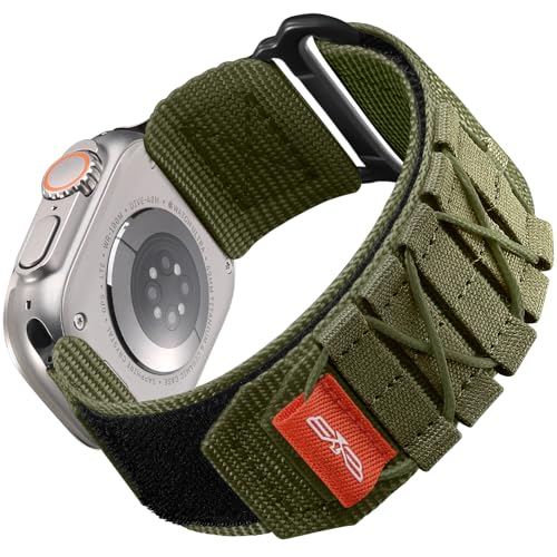 Bandletic Kompatibel mit Apple Watch Armband Ultra/Ultra 2 49mm 45mm 44mm 42mm, Sportarmband Nylon Geflochtenes Loop Band für iWatch Ultra/Ultra 2/SE/Series 9 8 7 6 5 4 3 2 1, L-Grün von Bandletic