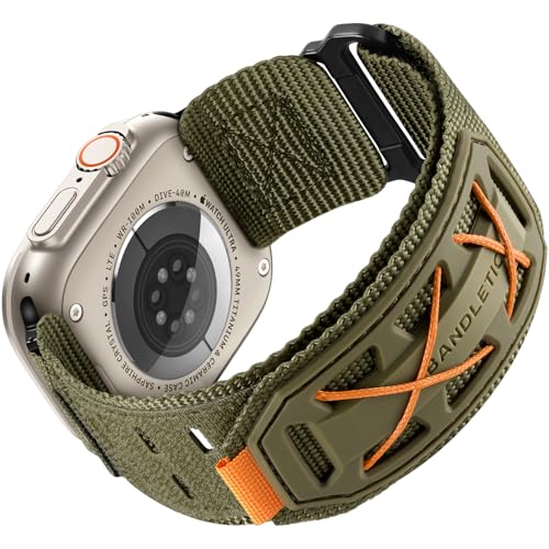 Bandletic Kompatibel mit Apple Watch Ultra 2/Ultra Armband 49mm 46mm 45mm 44mm 42mm(3 2 1) Armband, Nylon Breites Langlebige Taktisches Sportbänder für iWatch Ultra 2/Series SE 10 9 8 7 6 5 4 3 2 1 von Bandletic