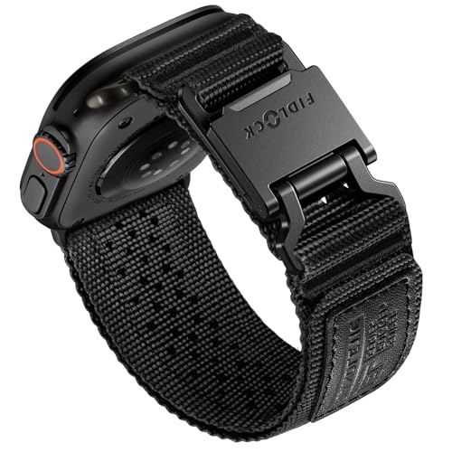 Bandletic Kompatibel mit Apple Watch Ultra 2/Ultra Armband 49mm - mit FIDLOCK Magnetschnalle, Nylon Weiches Sportarmband für iWatch Series 10 46mm 9 8 7 45mm SE 6 5 4 44mm für Herren Damen, Schwarz von Bandletic