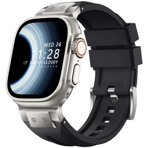 Bandletic Kompatibel mit Apple Watch Ultra 2 Armband/Apple Watch Ultra Armband, Weiches Sportarmband Kompatibel mit Apple Watch Armband Silikon für iWatch Series 10 46mm 9 8 7 45mm SE 6 5 44mm,Schwarz Bandletic Kompatibel mit Apple Watch Ultra 2 Armband/Apple Watch Ultra Armband, Weiches Sportarmband Kompatibel mit Apple Watch Armband Silikon für iWatch Series 10 46mm 9 8 7 45mm SE 6 5 44mm,Schwarz von Bandletic