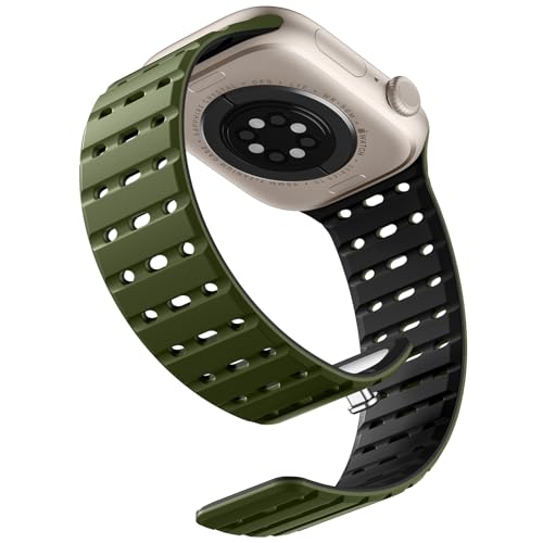 Bandletic Magnetbänder Kompatibel mit Apple Watch Armband 42mm(Series 10) 40mm 41mm 38mm, Weiches Silikon Sport Band für iWatch Series 10 SE 9 8 7 6 5 4 3 2 1 für Herren Damen, Navyblau von Bandletic
