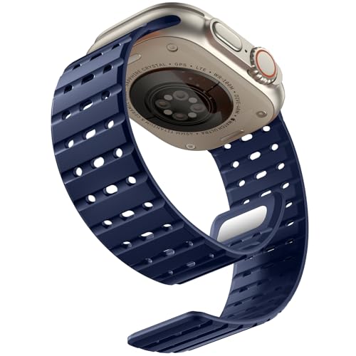 Bandletic Magnetbänder Kompatibel mit Apple Watch Armband 45mm 44mm 46mm 42mm 49mm, Weiches Silikon Sport Band für Apple Watch Ultra 2/SE/iWatch Series 10 9 8 7 6 5 4 Ultra für Herren Damen, Navyblau Bandletic Magnetbänder Kompatibel mit Apple Watch Armband 45mm 44mm 46mm 42mm 49mm, Weiches Silikon Sport Band für Apple Watch Ultra 2/SE/iWatch Series 10 9 8 7 6 5 4 Ultra für Herren Damen, Navyblau von Bandletic