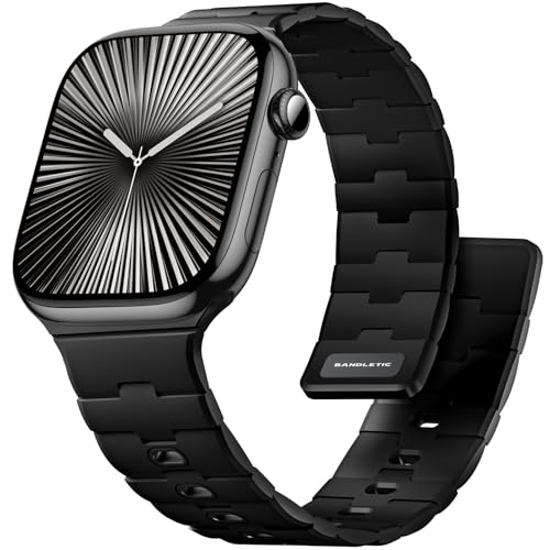 Bandletic Magnetbänder Kompatibel mit Apple Watch Armband 46mm 45mm 44mm 49mm 42mm(3 2 1),Weiches Sport Silikonband für Apple Watch Ultra 2/SE/iWatch Series 10 9 8 7 6 5 4 3 2 1 für Damen Herren von Bandletic