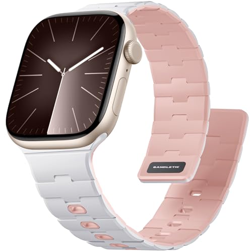 Bandletic Magnetisch Kompatibel mit Apple Watch 10 Armband - 46mm 45mm 44mm 49mm 42mm(3 2 1), Weiche Sport Silikonbänder für Apple Watch Ultra 2/SE/iWatch Series 10 9 8 7 6 5 4 3 2 1 für Damen Herren von Bandletic