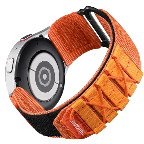 Bandletic Nylon Sport Armband für Samsung Galaxy Watch 6/5/4 40mm 44mm/Watch 6 Classic 43mm 47mm/Watch 5 Pro 45mm/Watch 4 Classic 42mm 46mm/Watch 3 41mm/Active 2/Gear Sport, Groß/Orange von Bandletic