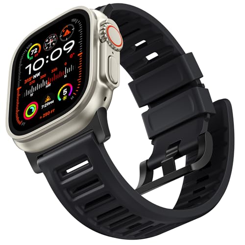 Bandletic R-FKM Armband Kompatibel mit Apple Watch Armband Ultra 2/Ultra 49mm 45mm 44mm 42mm Armband für Herren, Weiche Atmungsaktive Sport Ersatzbänder für iWatch Serie SE 9 8 7 6 5 4 3 2 1, Schwarz Bandletic R-FKM Armband Kompatibel mit Apple Watch Armband Ultra 2/Ultra 49mm 45mm 44mm 42mm Armband für Herren, Weiche Atmungsaktive Sport Ersatzbänder für iWatch Serie SE 9 8 7 6 5 4 3 2 1, Schwarz von Bandletic