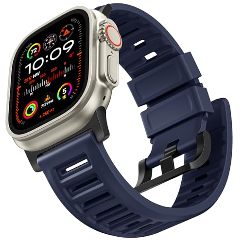 Bandletic R-FKM Armband Kompatibel mit Apple Watch Armband Ultra 2/Ultra 49mm 45mm 44mm 42mm Armband für Herren, Weiche Atmungsaktive Sport Ersatzbänder für iWatch Serie SE 9 8 7 6 5 4 3 2 1, Blau Bandletic R-FKM Armband Kompatibel mit Apple Watch Armband Ultra 2/Ultra 49mm 45mm 44mm 42mm Armband für Herren, Weiche Atmungsaktive Sport Ersatzbänder für iWatch Serie SE 9 8 7 6 5 4 3 2 1, Blau von Bandletic