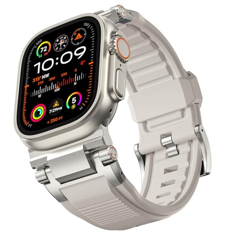 Bandletic R-Steel Armband Kompatibel mit Apple Watch Ultra 2/Ultra 49mm,Robustes FKM Stylische Ersatzarmband für iWatch Series 10 46mm 9/8/7 45mm SE/6/5/4 44mm 3/2 42mm und Metallverbinder,Polarstern Bandletic R-Steel Armband Kompatibel mit Apple Watch Ultra 2/Ultra 49mm,Robustes FKM Stylische Ersatzarmband für iWatch Series 10 46mm 9/8/7 45mm SE/6/5/4 44mm 3/2 42mm und Metallverbinder,Polarstern von Bandletic