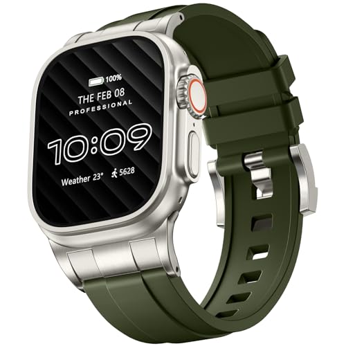 Bandletic R-Steel Armband Kompatibel Mit Apple Watch Ultra 2/Ultra 45mm 44mm 49mm 46mm 42mm, Sport Atmungsaktive Bänder Mit Edelstahlverbinder Für iWatch Serie SE 10 9 8 7 6 5 4 3 2 1 von Bandletic