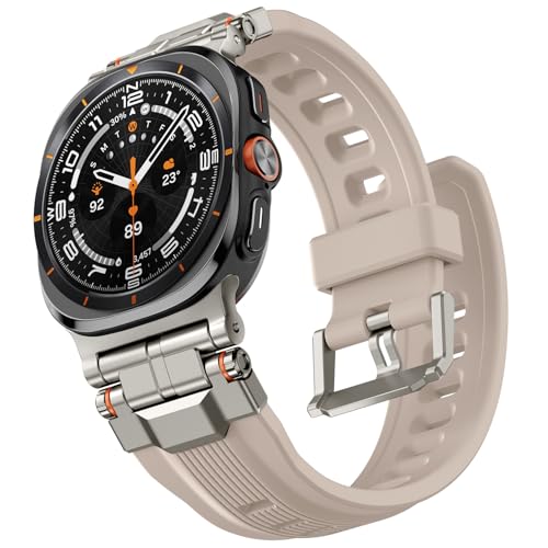Bandletic Sport Armbänder Kompatibel mit Samsung Galaxy Watch Ultra 47mm für Männer Robustes militärisches weiches flüssiges Silikonarmband mit Edelstahl-Metallanschluss für Galaxy Watch Ultra Bandletic Sport Armbänder Kompatibel mit Samsung Galaxy Watch Ultra 47mm für Männer Robustes militärisches weiches flüssiges Silikonarmband mit Edelstahl-Metallanschluss für Galaxy Watch Ultra von Bandletic