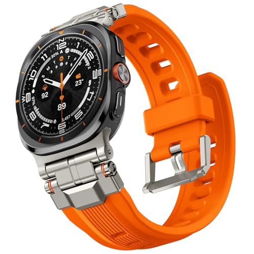 Bandletic Sport Armbänder kompatibel mit Samsung Galaxy Watch Ultra 47mm für Männer strapazierfähige militärische weiche Flüssigkeit Silikonband mit Edelstahl-Metall-Anschluss für Galaxy Watch Ultra Bandletic Sport Armbänder kompatibel mit Samsung Galaxy Watch Ultra 47mm für Männer strapazierfähige militärische weiche Flüssigkeit Silikonband mit Edelstahl-Metall-Anschluss für Galaxy Watch Ultra von Bandletic