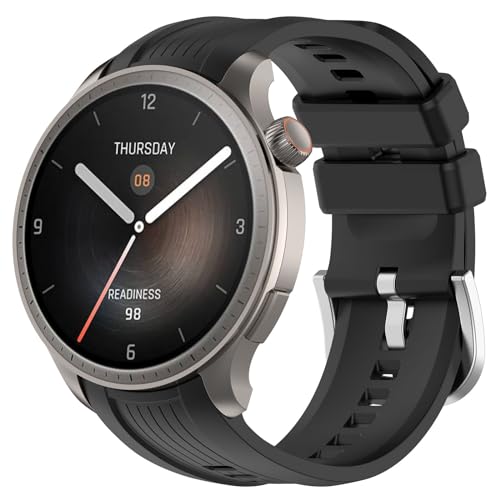 Bangyee Kompatibel mit Amazfit Balance-Bändern für Damen und Herren, verstellbare Sport-Silikon-Ersatzarmbänder für Amazfit Balance (A2286) (schwarz) von Bangyee