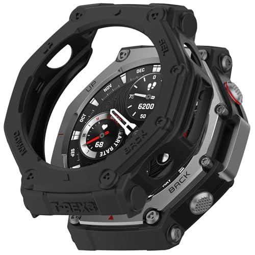 Fit für Amazfit T-Rex 3 Hülle Cover Kratzfest Weich Langlebig TPU Klar Schutzhülle Bumper Rahmen Protector Case Zubehör für Amazfit T-Rex 3 (A2322) Smartwatch (Schwarz) von Bangyee