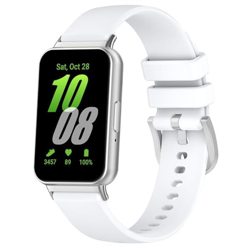 Passend für Samsung Galaxy Fit3 Armbänder für Damen und Herren, Sport-Silikon-Ersatz-Uhrenarmbänder, Armband, Zubehör, Uhrenarmbänder für Samsung Galaxy Fit 3 (SM-R390) Activity Tracker (weiß) von Bangyee