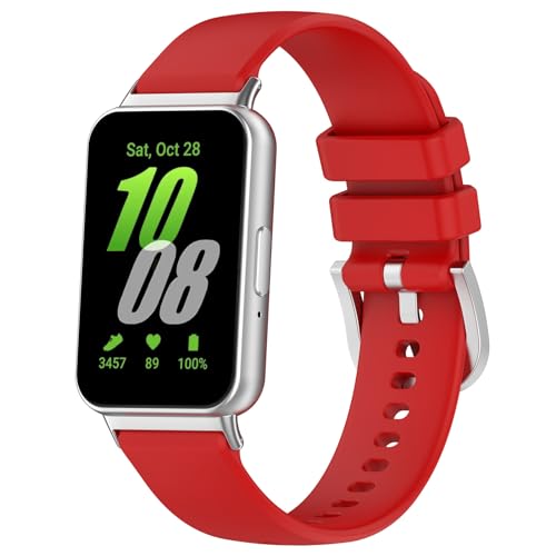 Passend für Samsung Galaxy Fit3 Armbänder für Damen und Herren, Sport-Silikon-Ersatz-Uhrenarmbänder, Armband, Zubehör, Uhrenarmbänder für Samsung Galaxy Fit 3 (SM-R390) Aktivitätstracker (rot) von Bangyee