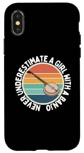 Unterschätze niemals ein Mädchen mit einer Banjo-Banjo-Spielerin Hülle für iPhone X/XS Unterschätze niemals ein Mädchen mit einer Banjo-Banjo-Spielerin Hülle für iPhone X/XS von Banjo Gifts For Men And Women