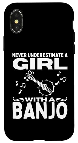 Unterschätze niemals ein Mädchen mit einer Banjo-Banjo-Spielerin Hülle für iPhone X/XS Unterschätze niemals ein Mädchen mit einer Banjo-Banjo-Spielerin Hülle für iPhone X/XS von Banjo Gifts For Men And Women