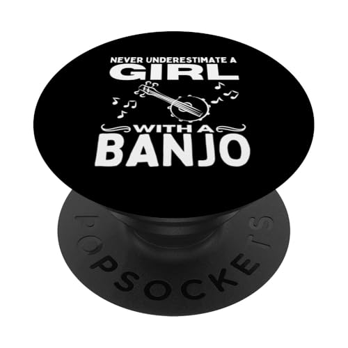Unterschätze niemals ein Mädchen mit einer Banjo-Banjo-Spielerin PopSockets Klebender PopGrip Unterschätze niemals ein Mädchen mit einer Banjo-Banjo-Spielerin PopSockets Klebender PopGrip von Banjo Gifts For Men And Women