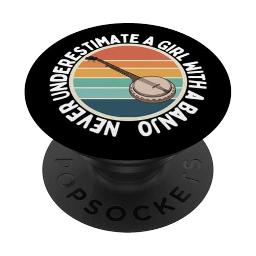 Unterschätze niemals ein Mädchen mit einer Banjo-Banjo-Spielerin PopSockets Klebender PopGrip Unterschätze niemals ein Mädchen mit einer Banjo-Banjo-Spielerin PopSockets Klebender PopGrip von Banjo Gifts For Men And Women